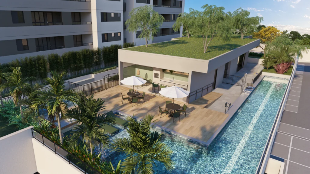 Mais que tendência, o isolamento térmico é essencial em novos empreendimentos Piscina do Essenza Home, empreendimento da Riva em Belo Horizonte/MG