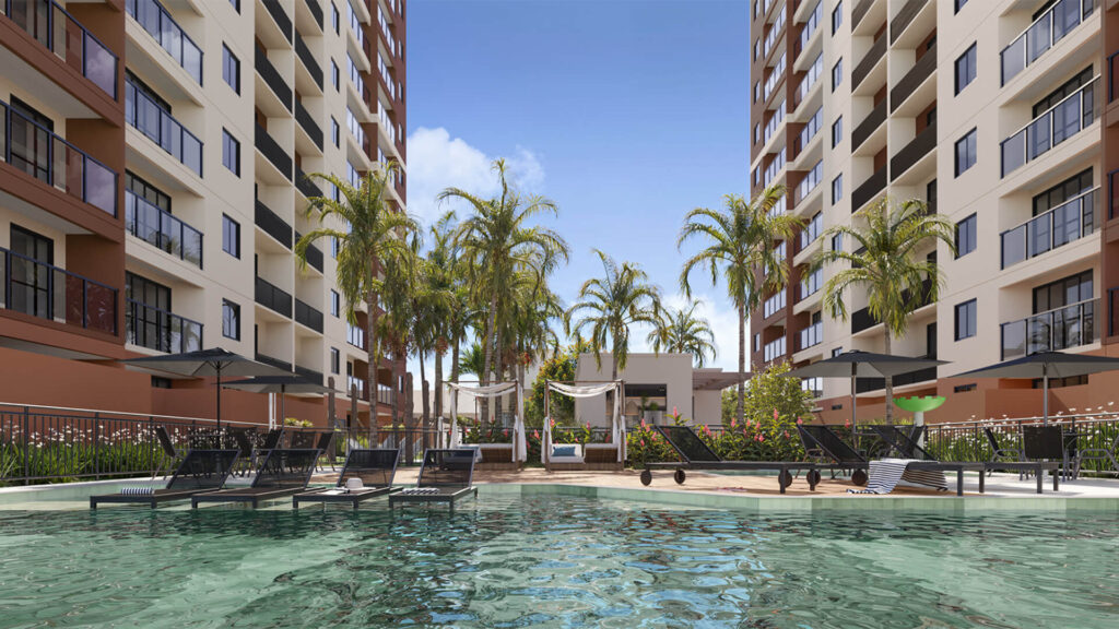 Ágio de imóvel: o que é e como funciona? Piscina do Praia do Futuro, empreendimento da Riva em Fortaleza.